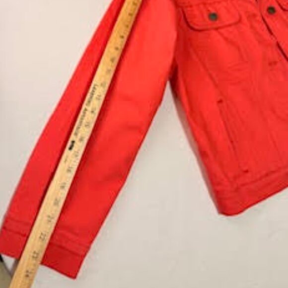 St. John’s Bay Red Denim Jacket Button Front Pockets Size XL - Picture 6 of 7